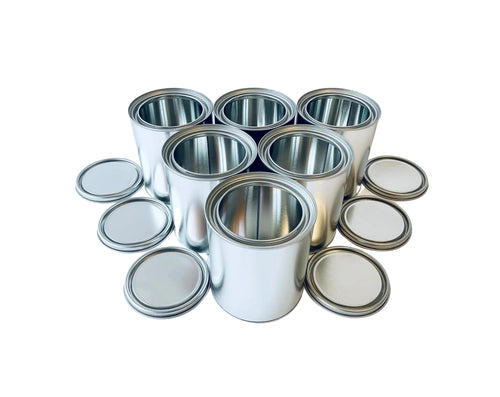Set of 6x 1 Quart Empty Metal paint cans with lids Automotive Paint Container FREE SHIPPING!