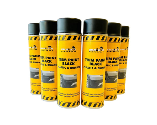 TRIM BLACK PAINT Plastic & Bumper 17oz x 6 Aerosols Spray Autobody Exterior FREE SHIPPING!