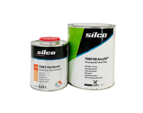 SILCO 7080 M8 Acryfill Universal HS Primer Filler GREY (1L) & 7083 FAST Hardener (0.25L) FREE SHIPPING!