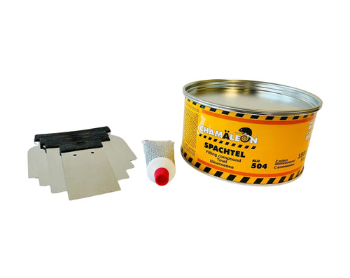 504 All Metal Polyester Putty 1.2 Quart w/Hardener and FREE metal spreader set (4 sizes!) FREE SHIPPING!