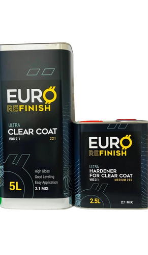 European 7.5L Urethane 2K Clear Coat 221 Mix ratio High Solids Excellent Gloss 2.1 VOC