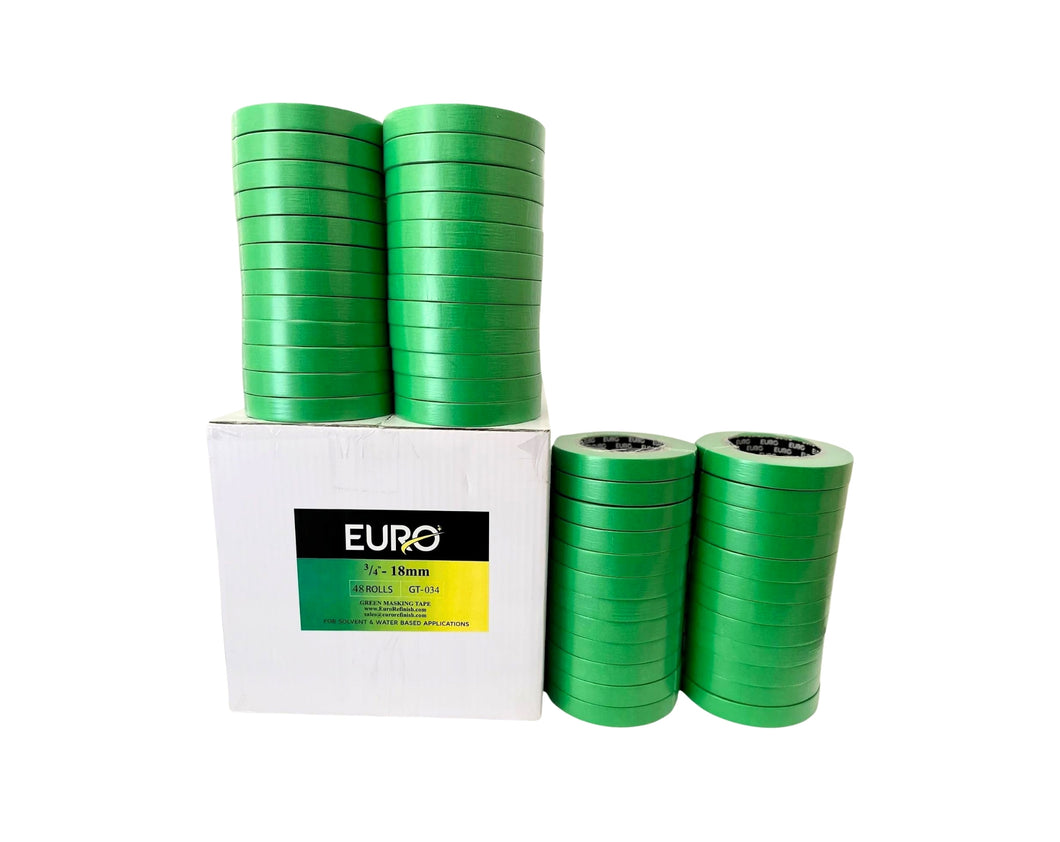 Full Case of 4 Sleeves Green Masking Tape 3/4