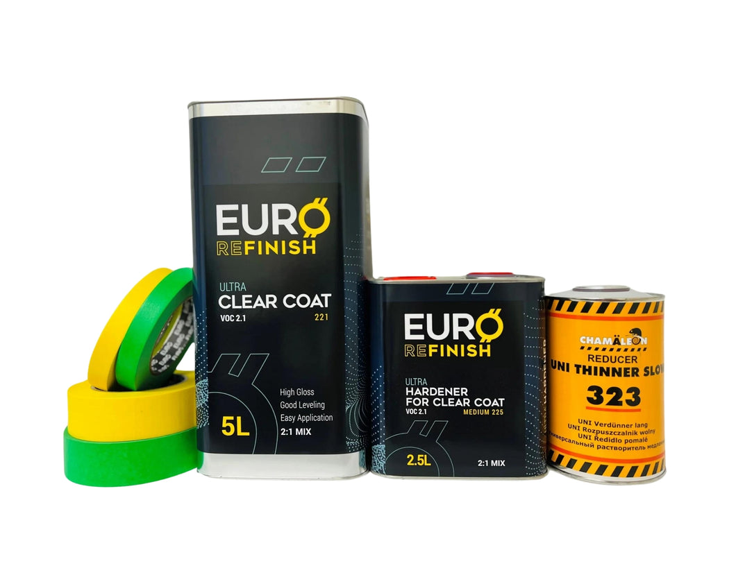 European 7.5L Urethane 2K Clear Coat 221 Mix ratio High Solids Excellent Gloss 2.1 VOC