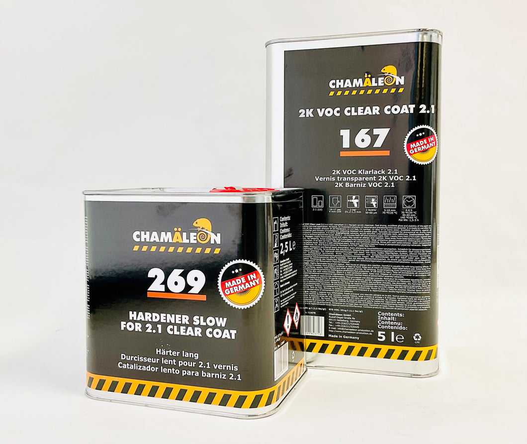 167 Chamaleon European Clear Coat 2K 2:1 Mix 2.1 VOC High Gloss 7.5L kit