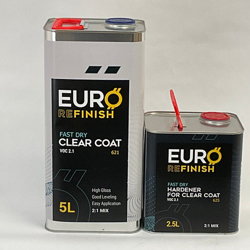 Ultra European Quick Dry Clear Coat 2.1 VOC High Gloss Easy to spray 7.5L 2:1 Mix ratio