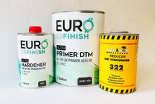 Load image into Gallery viewer, EURO 2K DTM HS Primer Sealer 1 Gallon Kit 2.1 VOC 4:1 Mix &amp; EURO Hardener 1 Quart + Reducer 1 Liter