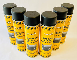 TRIM BLACK PAINT Plastic & Bumper 17oz x 6 Aerosols Spray Autobody Exterior FREE SHIPPING!